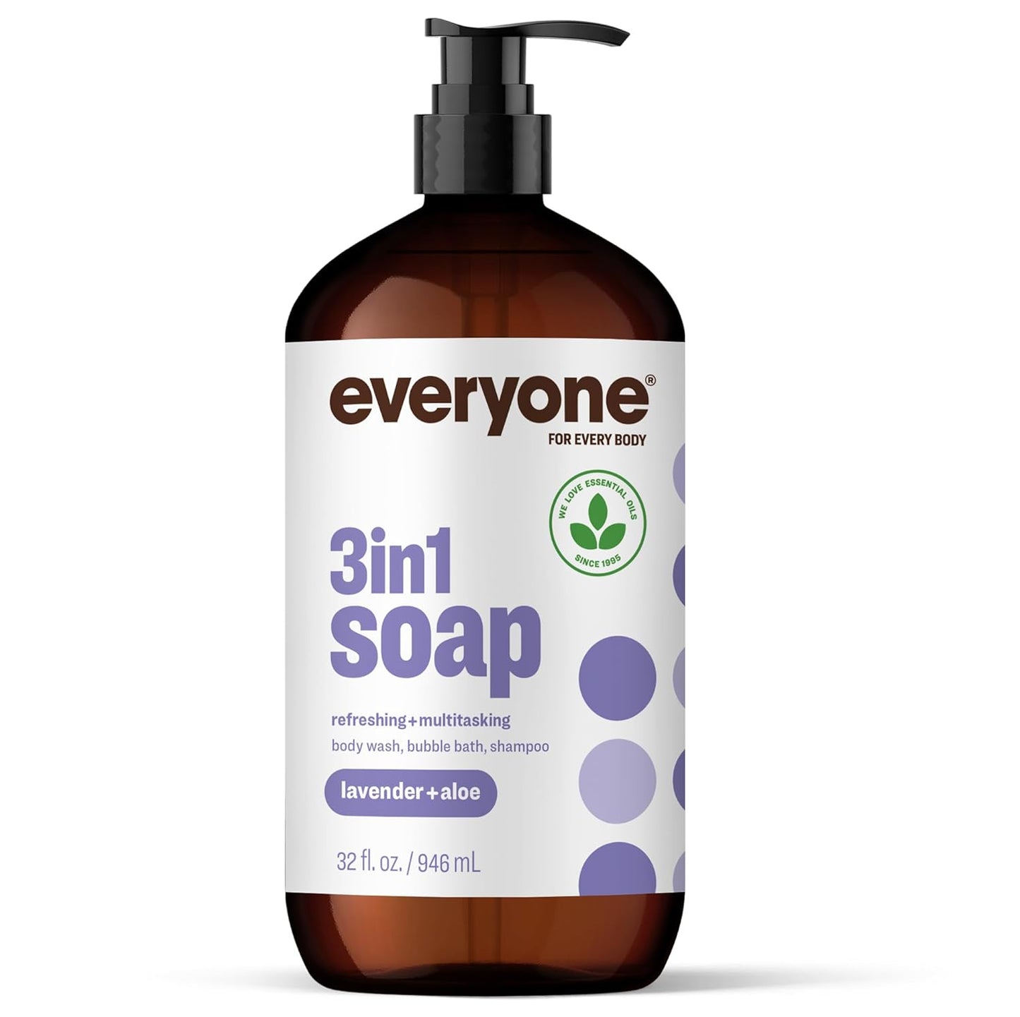 Everyone Lavender and Aloe 3-in-1 Body Wash, Bubble Bath and Shampoo 32 fl oz
