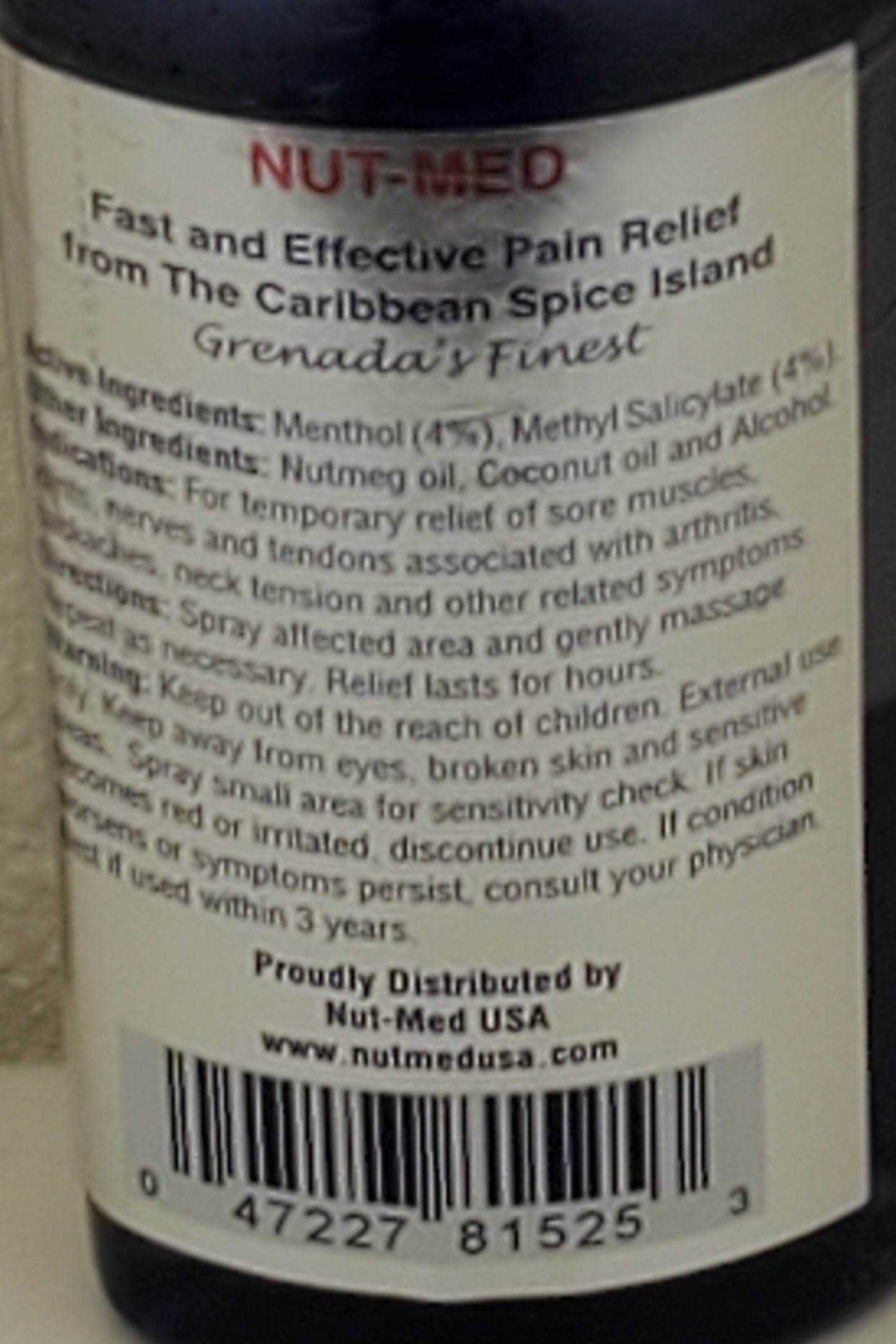 Nut-Med Pain Relief Spray for Muscle Relief 2oz