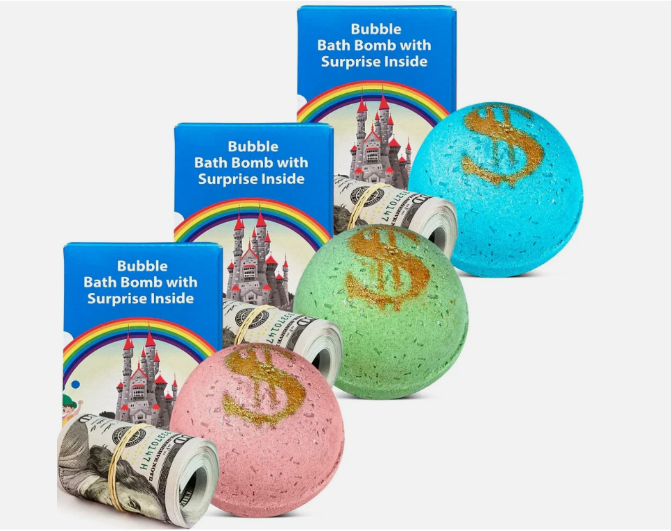 3 Set Bath Bombs with Cash Surprise Inside
