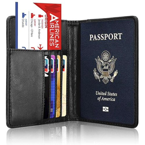 Leather Passport Cover Black