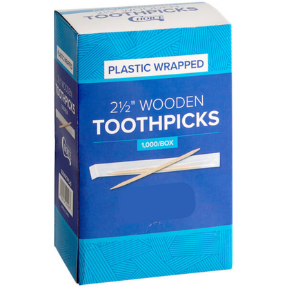 1000 Individually Wrapped Wooden Toothpicks